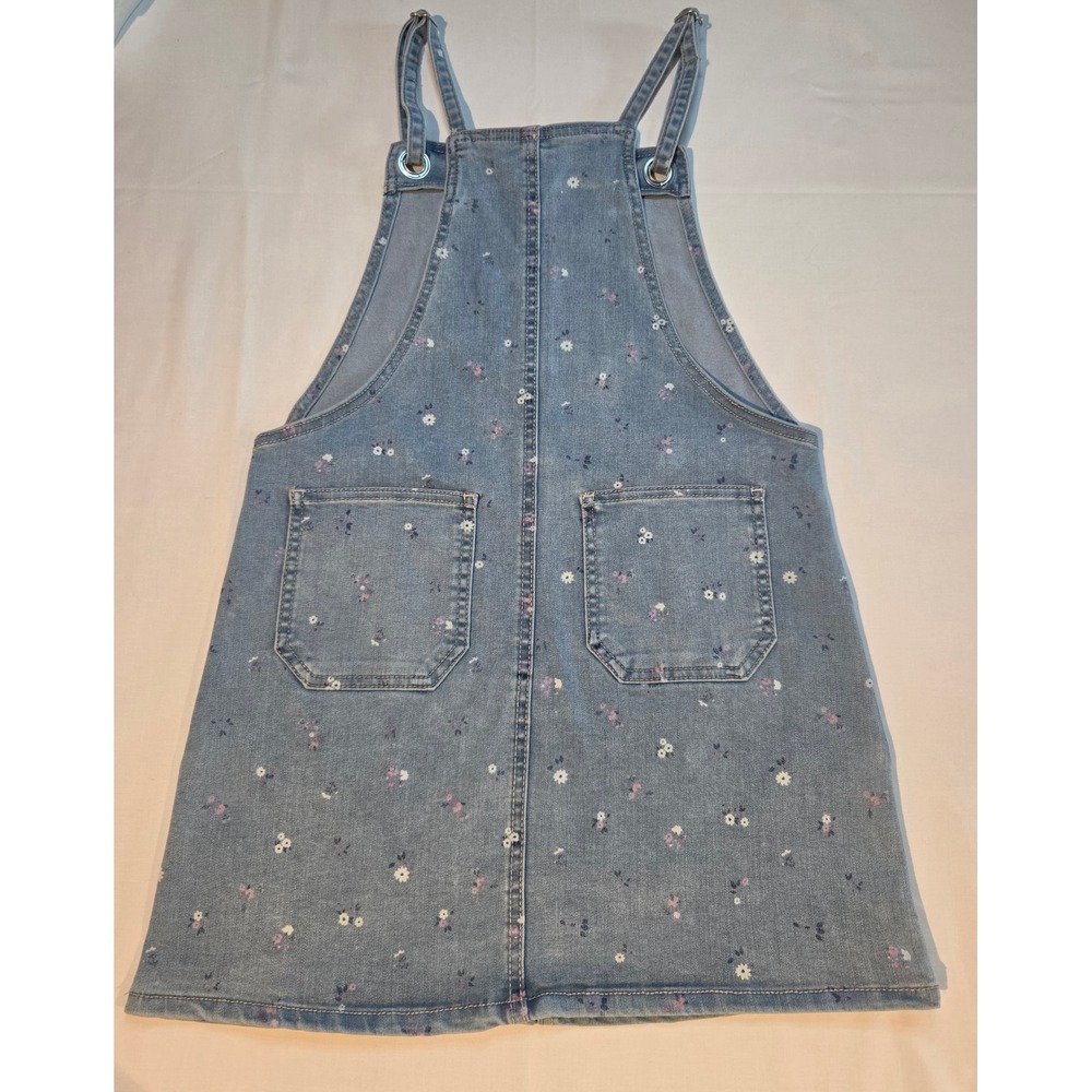 Cat & Jack Girls Floral Denim Overall Dress Light Wash Blue Size L 10/12 - Picture 5 of 6